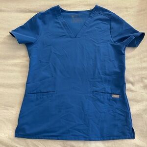 Figs Casma Three Pocket Scrub Top Royal Blue